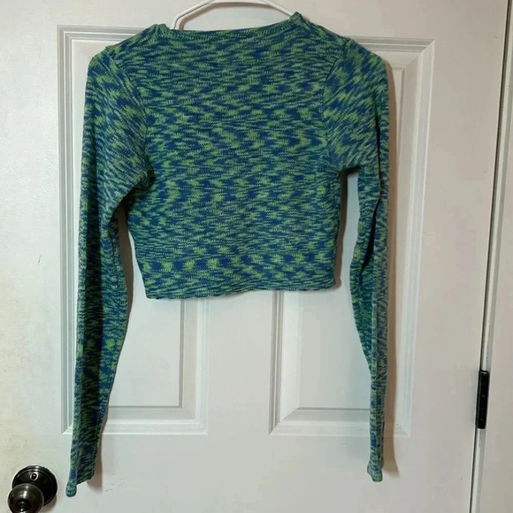 Edikted green and blue crop sweater size small long sleeve buttons - Picture 3 of 9